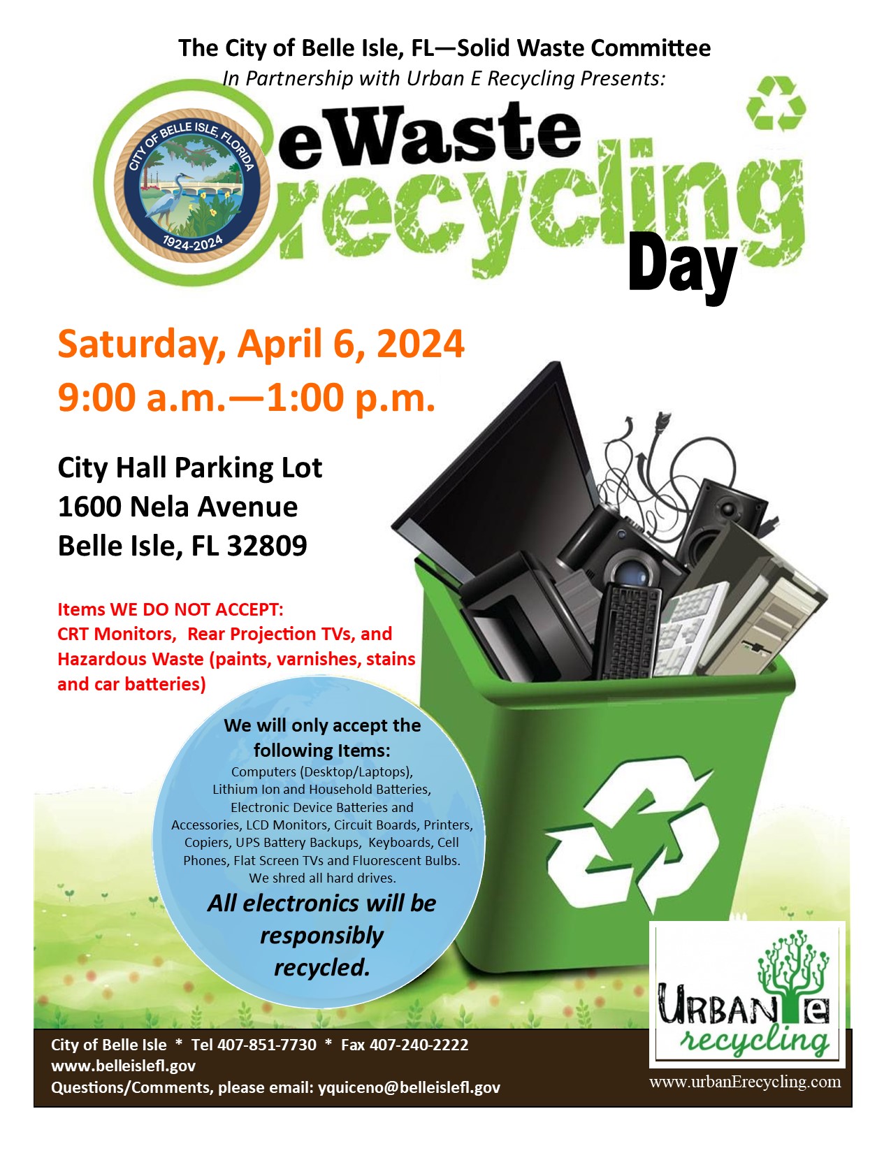 Belle Isle Electronic Waste Recycling Event - Saturday April 6, 2024 ...